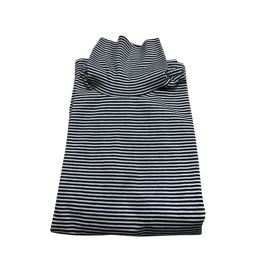 NOS Mark Cross Black White Striped Turtle Neck Women's‎ Small 100% Cotton